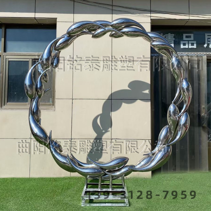 不锈钢鱼群雕塑镜面圆环公司公园装饰摆件各种雕塑厂家